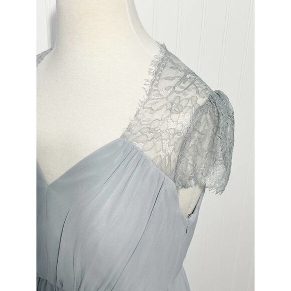 Asos Kate Lace Maxi Dress Gown Eyelash Lace V-Neck Short Sleeves Baby Blue 6 - Picture 15 of 16